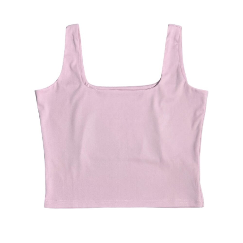 NWOT | Soft Pink Performance Crop Top | Square Neckline | Size Large
